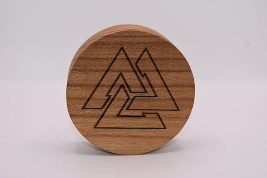 Viking flesopener (rond) in massief iep – Valknut gravure