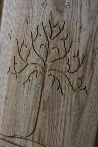 Eiken steakplank met sapgoot – White Tree (fantasy gravure)