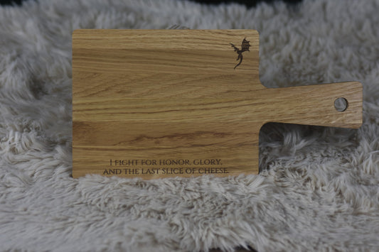 Eiken borrel-/kaasplank 25×13 cm – D&D quotes (gravure)