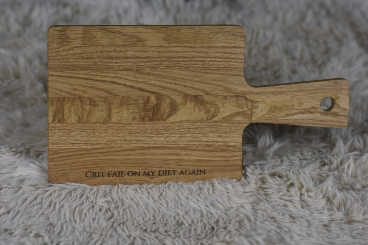 Eiken borrel-/kaasplank 25×13 cm – D&D quotes (gravure)