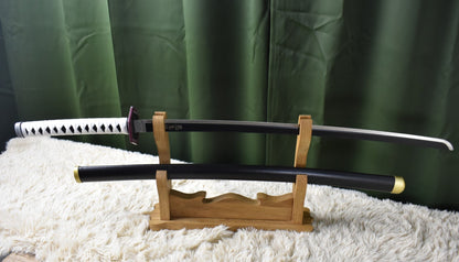 Eiken katanahouder (2-laag) – Medaillon 'Draak & pagode'