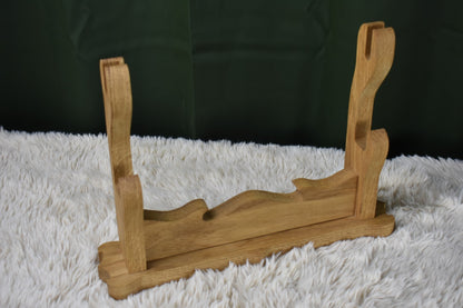 Eiken katana display stand (2-laag) – handgemaakt