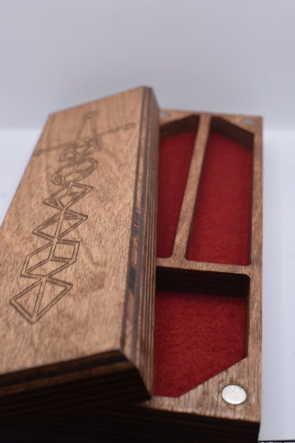 set=3 | finish=walnoot | felt=vuurrood | angle=front